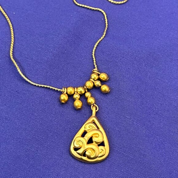 VTG Anne Klein II Brushed Satin Gold-Plated Pendant Necklace - Picture 1 of 14